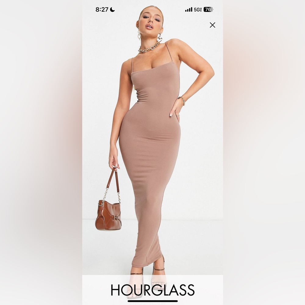 Naked Wardrobe cami strap square neck maxi dress in pink NWOT size S